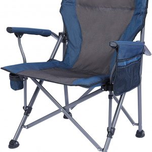 Q-Claw Oversized Folding Camping Chairs for Adults Heavy Duty 500lb, Sturdy Steel Frame Portable Outdoor Sport Chairs with High Back and Hard Arms, Blue and Camouflage