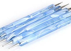 Hrhyme 5Pc 2 Way Dotting Pen Tool Nail Art Tip Dot Paint Manicure Kit – Blue