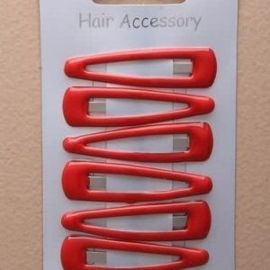 6 Hair School Colours Sleepies Clips Grips Snap Slides Bendies 5cm Children Gym (Red)