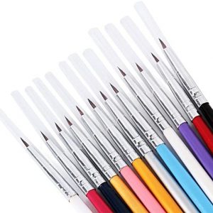 Hrhyme 12 Pcs Trendy Color Nail Art Tips Drawing Paint Brush Pen Set Tool