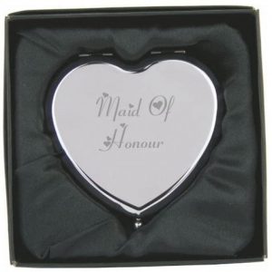 A1 PERSONALISED GIFTS Engraved Maid of Honour Heart Compact Hand Mirror with Gift Box!