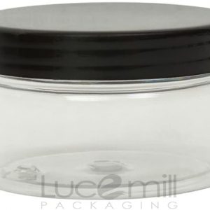 3 x 100mL Clear PET PLASTIC COSMETIC JARS w/ BLACK SCREW LIDS for Creams/Liquids/Make Up/Travel/Oils