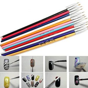 Hrhyme 12 Pcs Trendy Color Nail Art Tips Drawing Paint Brush Pen Set Tool