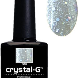 D18 Silver Large Glitter Gel Polish |Crystal-G, Silver Base with Diamond Glitter – Professional Salon & Home Use – 8ml – 14 Day High Gloss Wear – No Nicks Chips or Smudges – EU Approved – Designed in UK – Requires drying under UV or LED lamp – Money Back Guarantee