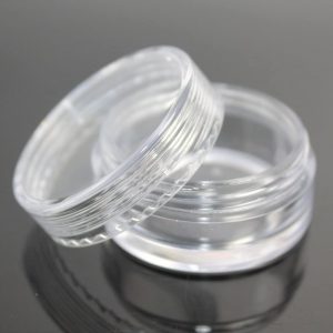 10 x 10mL EMPTY PLASTIC JARS POTS with CLEAR SCREW LIDS For Cosmetics/Powder/Mineral Make Up/Blusher/Foundation