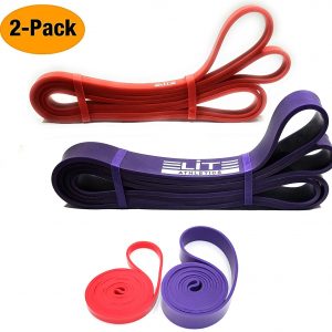 Set of 2 Pull Up Assist Bands – Purple and Red Resistance Bands – Exercise Loop Band for Body Stretching, Mobility, Powerlifting, Resistance Training (10lbs-120lbs)