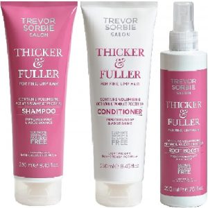 (3 Pack) Trevor Sorbie Thicker and Fuller Hair Set – Trevor Sorbie Thicker and Fuller Shampoo, Thicker and Fuller Conditioner, Thicker and Fuller Root Boost for Fine Limp Hair