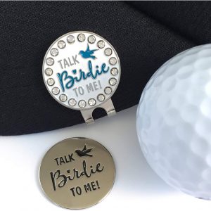 Flamingo Creek Crystal Golf Ball Marker with Hat Clip Fun Talk Birdie to Me Golf Gift Set