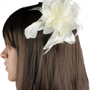 Cream Flower and Feather Fascinator on a Comb Ideal for the Races Wedding Prom