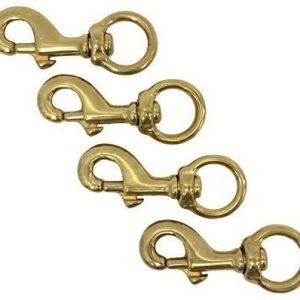 Four (4) Standard 3″ Bronze Brass Flagpole Snap Clips to Attach Flag to Halyard Rope – 3″ with Swivel Eyelet, Durable Brass Construction – Qty 4