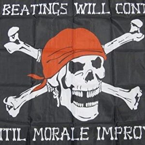 Home and Holiday Flags Pirate Flag 3×5 Beatings Will Continue Until Morale Improves Jolly Roger Ship
