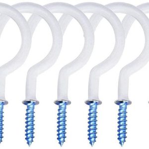 Leline’s Plant Hook, 6 Pieces Cup Hooks, 2.8 inches Vinyl Coated Screw-in Ceiling Hooks for Hanging Mugs, Wind Chimes and Plants
