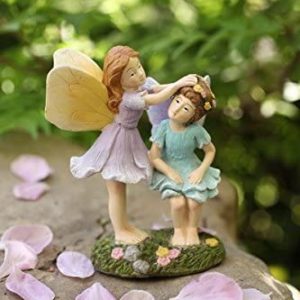LA JOLIE MUSE Miniature Fairy Garden Figurines – 4 Inch Hand Painted Resin Fairy Sisters Figurines for Indoor & Outdoor Holiday Ornaments Gifts for Mom Girls Kids Adults