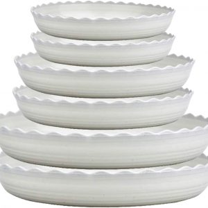 Brainver 6 Packs Wave Plant Saucer – Plastic Flower Pot Drip Trays/Durable Heavy Duty White Plant Tray for Indoor and Out Door Plant(6/8/10 inch)