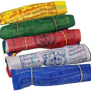 Maha Bodhi Tibetan Wind Horse Lungta Prayer Flags – 5 Vibrant Color Sets 6 x 6 Inches- Pack of 50