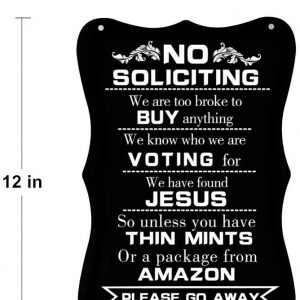 Calien No Soliciting Sign Hanging 12” X 8” Large No Soliciting Funny Signs for House Door Office Business
