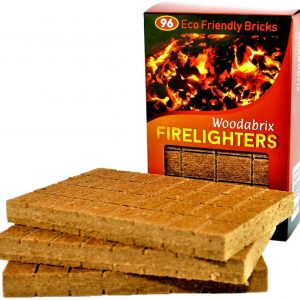 Natural Wood Eco Firelighters. 96 Sustainable Fire-Starters Ideal for Wood Burners, Fire Pits, Pizza Ovens, BBQs. No Kindling Required. Lights Even When Damp.