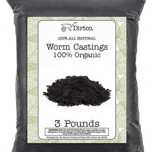 Organic Worm Castings – All Natural Soil Amendment, Soil Builder, and Fertilizer, 3 Pound Bag