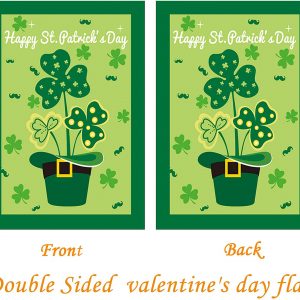 St Patrick’s Day Garden Flag,Shamrock/Hat St Patricks Flag 12 x 18 Inch Double-Sided Display 2 Layer Linen for Garden and Home Decorations