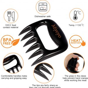 Miyoyo Meat Claws, Best Meat Shredder Claws Heavy Duty Pulled Pork Shredder Claws Non Slip Handle Kitchen Meat Shredding Forks to Shred Meat Easily, for Barbecue, Smoker, Grill – Black