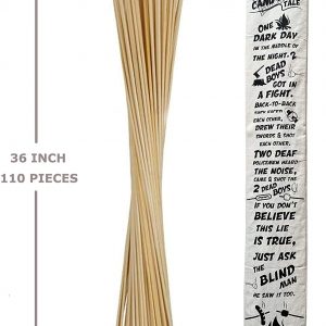 The Ultimate Marshmallow Roasting Sticks Premium Bamboo Extra Long 36 Inches 5MM Thick Heavy Duty Wooden Skewers Perfect for Smores Hot Dogs Kebab Campfire Fire Pit Camping Cooking 110 Pieces Safe