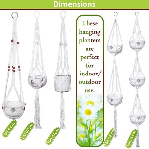 XEEMYX Macrame Plant Hanger 5 Pack Decorative Hanging Plant Holder Handmade Cotton Rope Planters with Beads & Tassels Indoor Outdoor for Flower Pots Home Décor with 5 Hooks