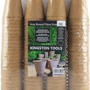 Kingston Tools Round Fibre Pots 6cm Gardening Pot — Peat-Free Biodegradable Wood Pulp — Ideal for Seeds, Seedlings and Cutting Pack of 96