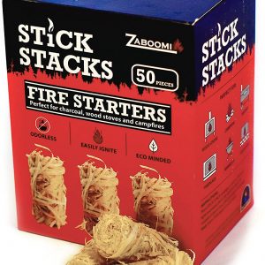 Fire and Charcoal Starters (50 Pieces) Perfect for Barbecue Grills, Big Green Egg, Kamados, Smokers, Wood Stove and Campfire