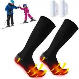 Q-Claw Heated Socks, Heated Thermal Winter Socks, Electric Rechargeable Battery Heating Socks, 3 Heat Settings, Warm Cotton Socks for Outdoor Indoor Activities Camping Skiing, Gift for Women/Men