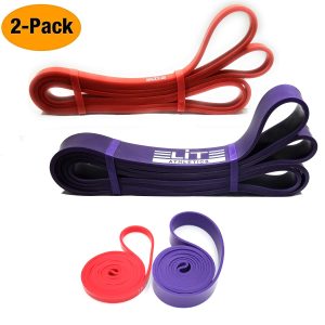 Set of 2 Pull Up Assist Bands – Purple and Red Resistance Bands – Exercise Loop Band for Body Stretching, Mobility, Powerlifting, Resistance Training (10lbs-120lbs)