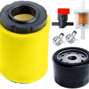 HOODELL 796031 Air Filter with Tune Up Kit, Compatible with Briggs and Stratton 591334 492932 696854, John Deere D100 D110 D125 D130, Husqvarna YTH22V46, Lawn Mower Oil Filter