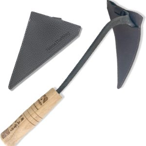 HomeTheWay Korean Garden Hand Tool with Safety Cover/Hoe/Garden plow/Weeding Sickle/Weeding Farming Tool- Youngju Daejanggan Master Homi Hand-Made Hoe,M Size
